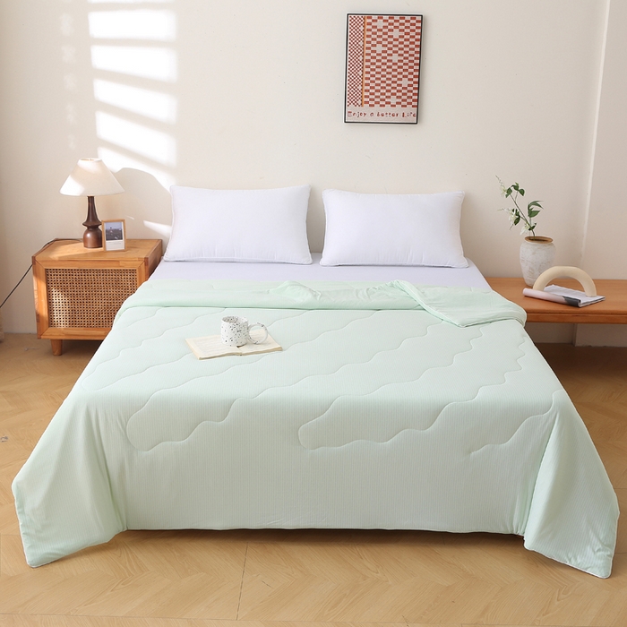 91家纺网 家纺一手货源 找家纺 天之悦家纺 2026热款针织提花夏被夏凉被空调被 果绿色