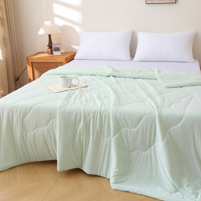 91家纺网 家纺一手货源 找家纺 天之悦家纺 2026热款针织提花夏被夏凉被空调被 果绿色