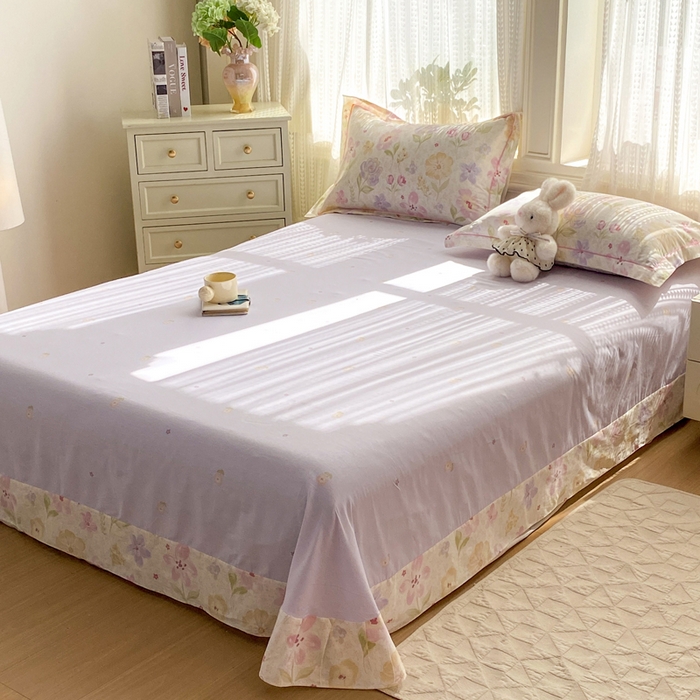 91家纺网 家纺一手货源 找家纺 凌鼎 2026新款多规格掉边全棉印花四件套 甜心花朵