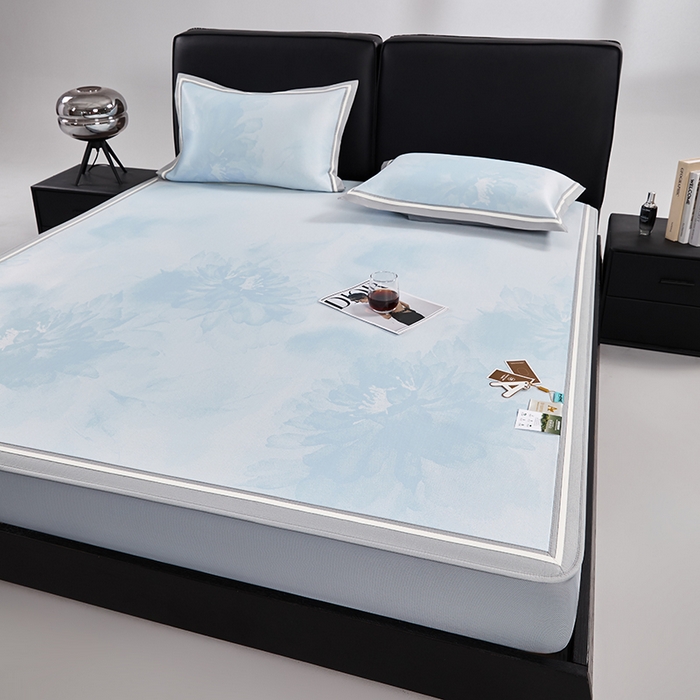 91家纺网 家纺一手货源 找家纺 （总）小牛席业 2026新款牡丹琉璃冷感冰丝席（床笠款）凉席藤席冰藤席冰丝席竹席乳胶席凉豆豆席