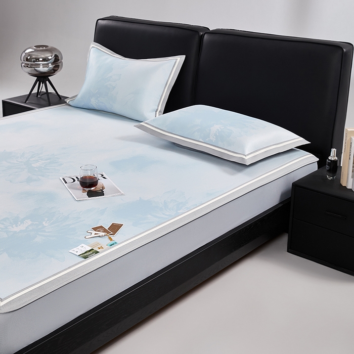 91家纺网 家纺一手货源 找家纺 （总）小牛席业 2026新款牡丹琉璃冷感冰丝席（床笠款）凉席藤席冰藤席冰丝席竹席乳胶席凉豆豆席