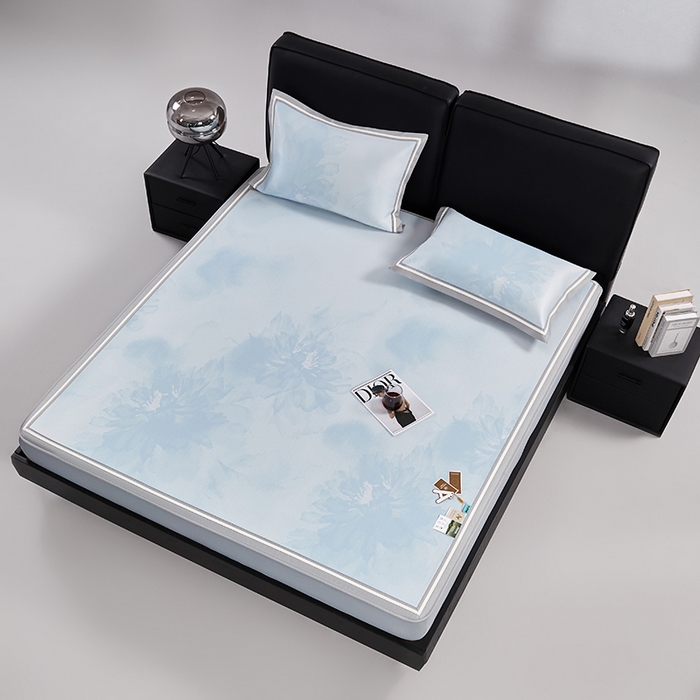 91家纺网 家纺一手货源 找家纺 （总）小牛席业 2026新款牡丹琉璃冷感冰丝席（床笠款）凉席藤席冰藤席冰丝席竹席乳胶席凉豆豆席