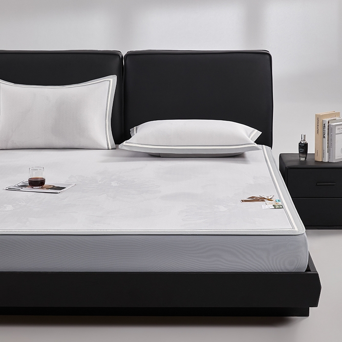 91家纺网 家纺一手货源 找家纺 小牛席业 2026新款牡丹琉璃冷感冰丝席（床笠款）凉席藤席冰藤席冰丝席竹席乳胶席凉豆豆席 浅紫