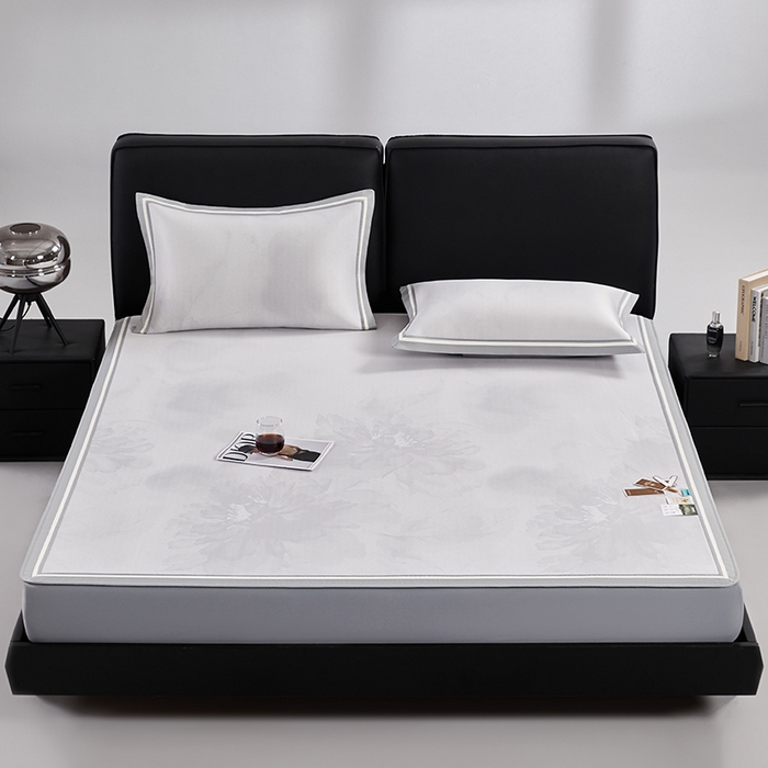 小牛席业 2026新款牡丹琉璃冷感冰丝席（床笠款）凉席藤席冰藤席冰丝席竹席乳胶席凉豆豆席 浅紫