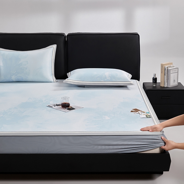 91家纺网 家纺一手货源 找家纺 （总）小牛席业 2026新款牡丹琉璃冷感冰丝席（床笠款）凉席藤席冰藤席冰丝席竹席乳胶席凉豆豆席