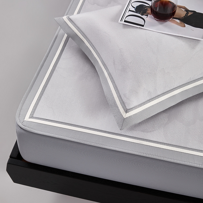 91家纺网 家纺一手货源 找家纺 小牛席业 2026新款牡丹琉璃冷感冰丝席（床笠款）凉席藤席冰藤席冰丝席竹席乳胶席凉豆豆席 浅紫