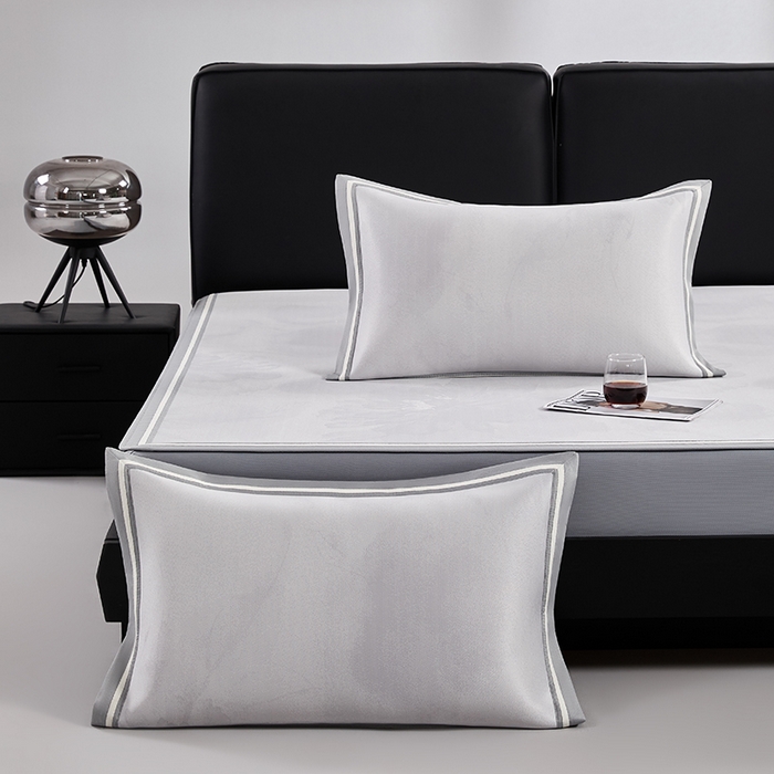 91家纺网 家纺一手货源 找家纺 小牛席业 2026新款牡丹琉璃冷感冰丝席（床笠款）凉席藤席冰藤席冰丝席竹席乳胶席凉豆豆席 浅紫