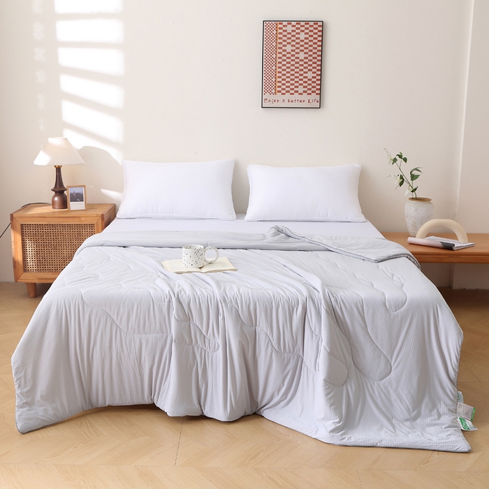 91家纺网 家纺一手货源 找家纺 天之悦家纺 2026热款针织提花夏被夏凉被空调被 灰色