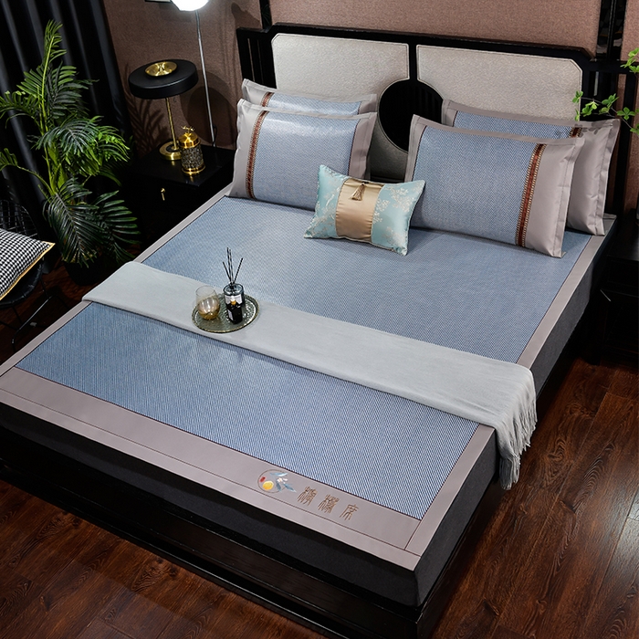 91家纺网 家纺一手货源 找家纺 小牛席业 2026新款柠檬清香冰藤席 柠檬清香席-冰藤海蓝