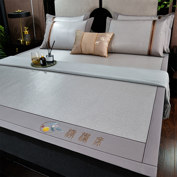 91家纺网 家纺一手货源 找家纺 小牛席业 2026新款柠檬清香冰藤席 柠檬清香席-冰藤银灰