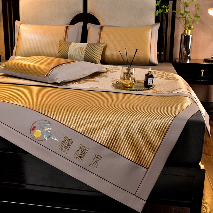 91家纺网 家纺一手货源 找家纺 小牛席业 2026新款柠檬清香冰藤席 柠檬清香席-冰藤深咖