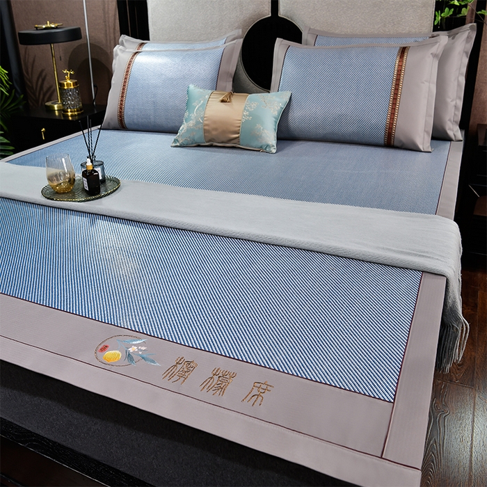 91家纺网 家纺一手货源 找家纺 小牛席业 2026新款柠檬清香冰藤席 柠檬清香席-冰藤海蓝