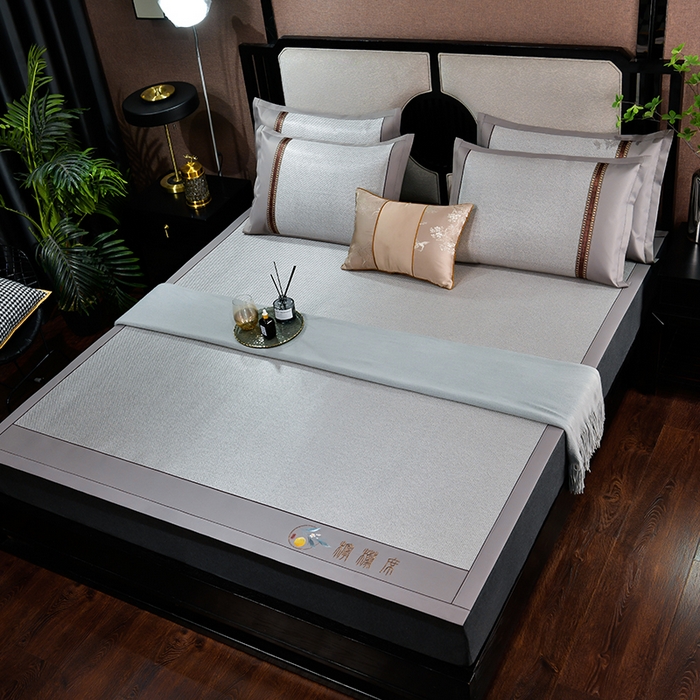 91家纺网 家纺一手货源 找家纺 小牛席业 2026新款柠檬清香冰藤席 柠檬清香席-冰藤银灰