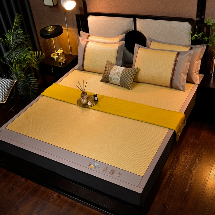 91家纺网 家纺一手货源 找家纺 小牛席业 2026新款柠檬清香冰藤席 柠檬清香席-冰藤浅咖