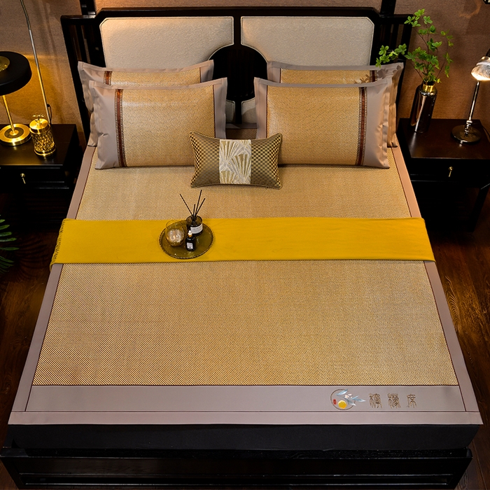 91家纺网 家纺一手货源 找家纺 小牛席业 2026新款柠檬清香冰藤席 柠檬清香席-冰藤深咖