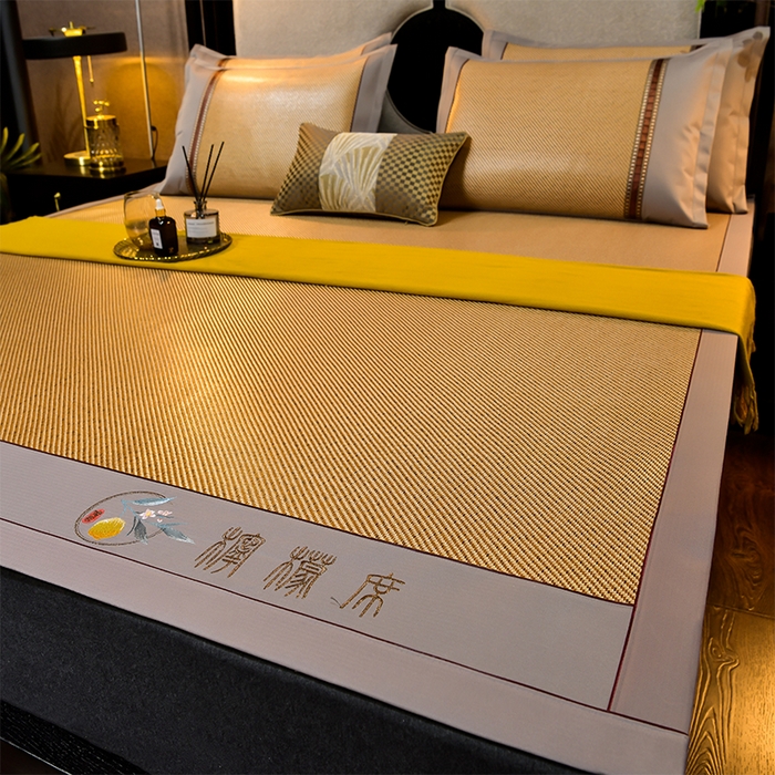 91家纺网 家纺一手货源 找家纺 小牛席业 2026新款柠檬清香冰藤席 柠檬清香席-冰藤深咖