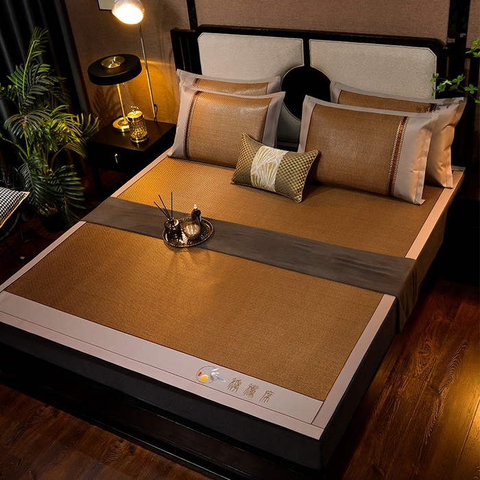 91家纺网 家纺一手货源 找家纺 小牛席业 2026新款柠檬清香冰藤席 柠檬清香席-冰藤黑咖