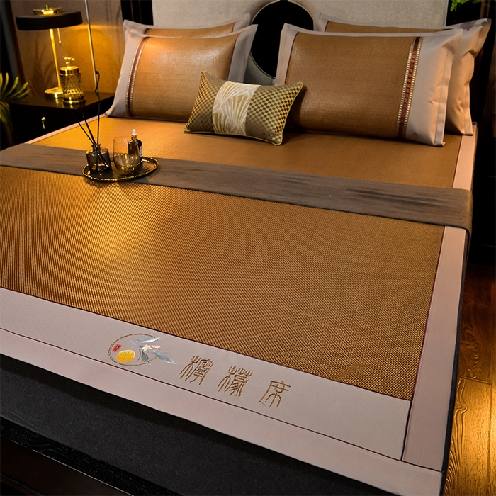 91家纺网 家纺一手货源 找家纺 小牛席业 2026新款柠檬清香冰藤席 柠檬清香席-冰藤黑咖