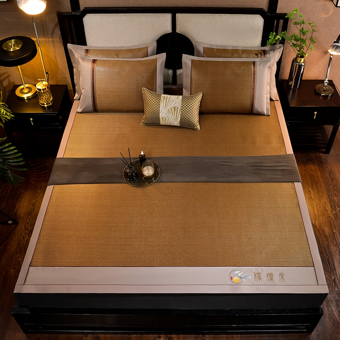 91家纺网 家纺一手货源 找家纺 小牛席业 2026新款柠檬清香冰藤席 柠檬清香席-冰藤黑咖