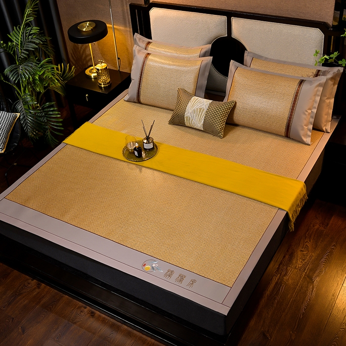 91家纺网 家纺一手货源 找家纺 小牛席业 2026新款柠檬清香冰藤席 柠檬清香席-冰藤深咖