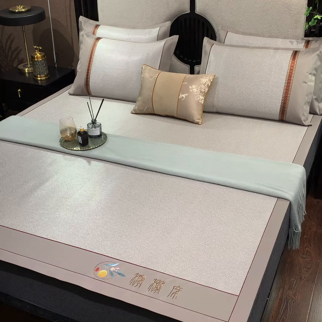 91家纺网 家纺一手货源 找家纺 小牛席业 2026新款柠檬清香冰藤席 柠檬清香席-冰藤银灰