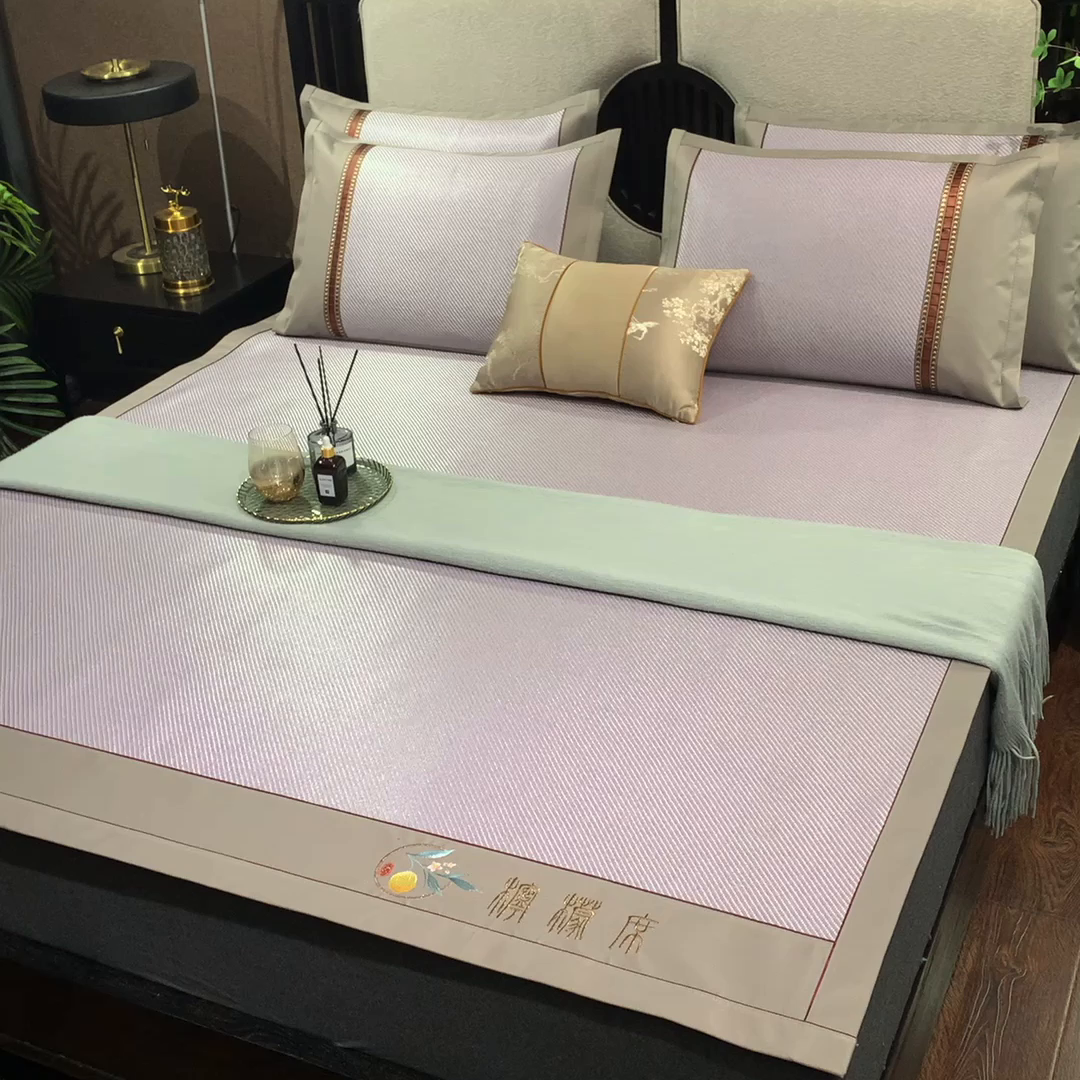 91家纺网 家纺一手货源 找家纺 小牛席业 2026新款柠檬清香冰藤席 柠檬清香席-冰藤浅紫