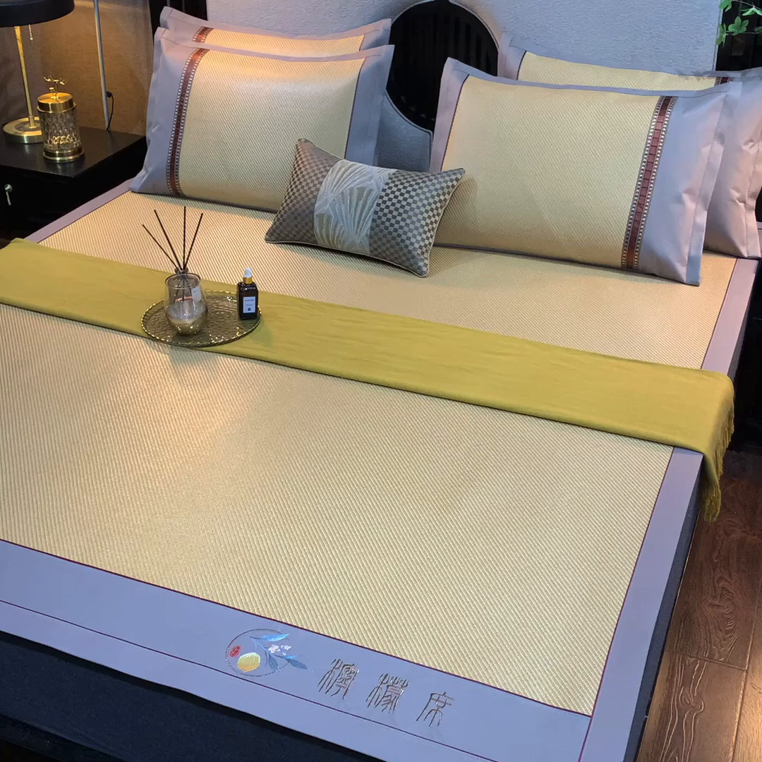 91家纺网 家纺一手货源 找家纺 小牛席业 2026新款柠檬清香冰藤席 柠檬清香席-冰藤浅咖