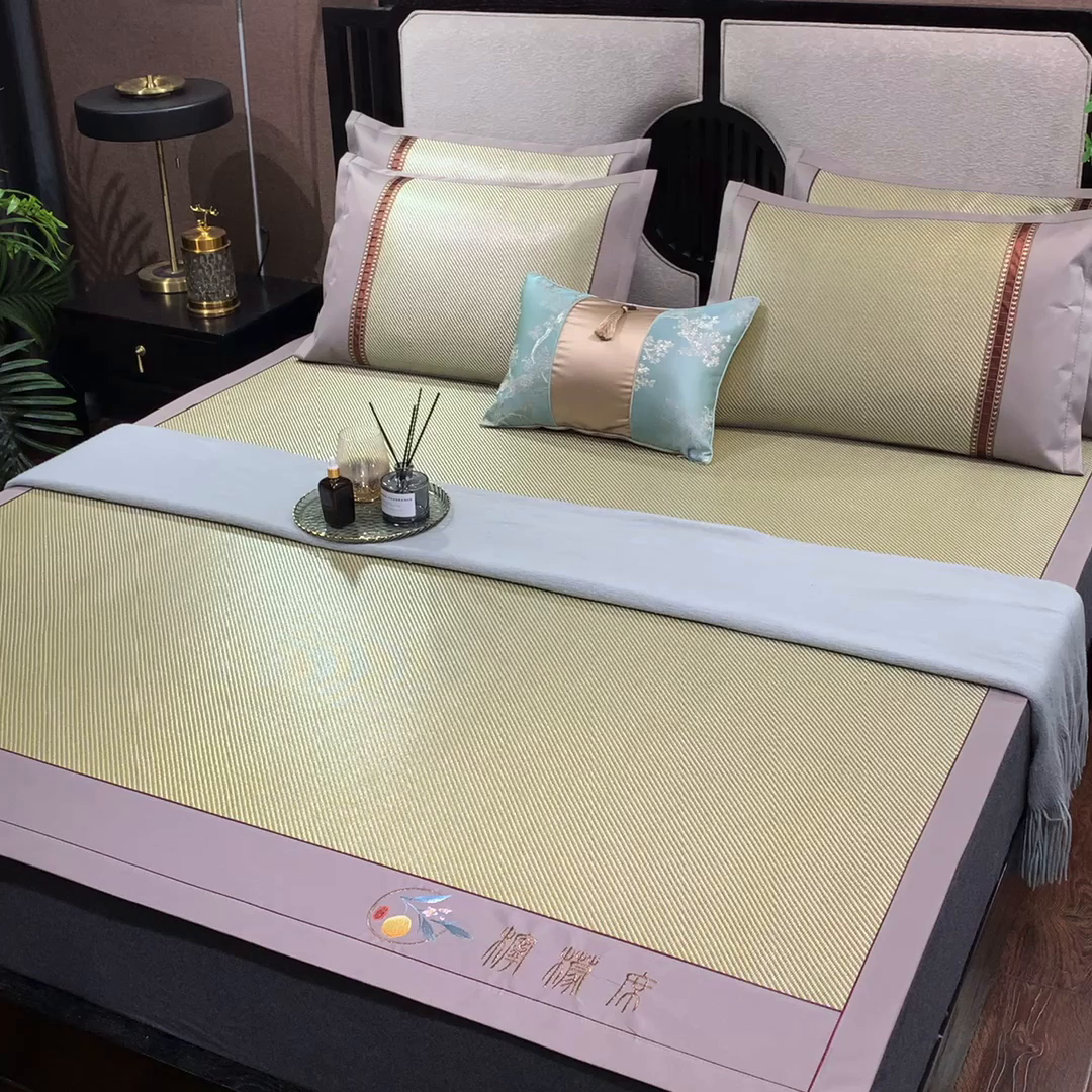 91家纺网 家纺一手货源 找家纺 小牛席业 2026新款柠檬清香冰藤席 柠檬清香席-冰藤青柠