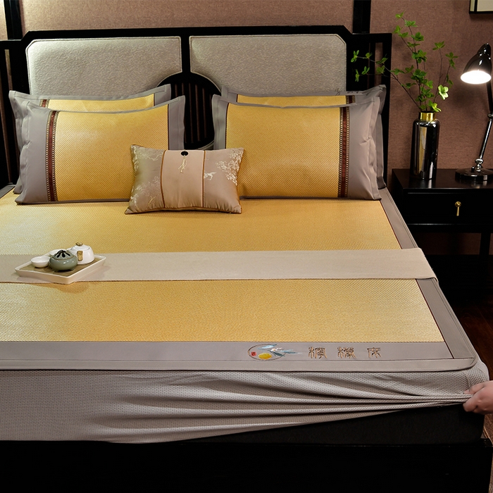 小牛席业 2026新款柠檬清香冰藤席（床笠款）凉席藤席冰藤席冰丝席竹席乳胶席豆豆席 柠檬清香席-床笠款-浅咖