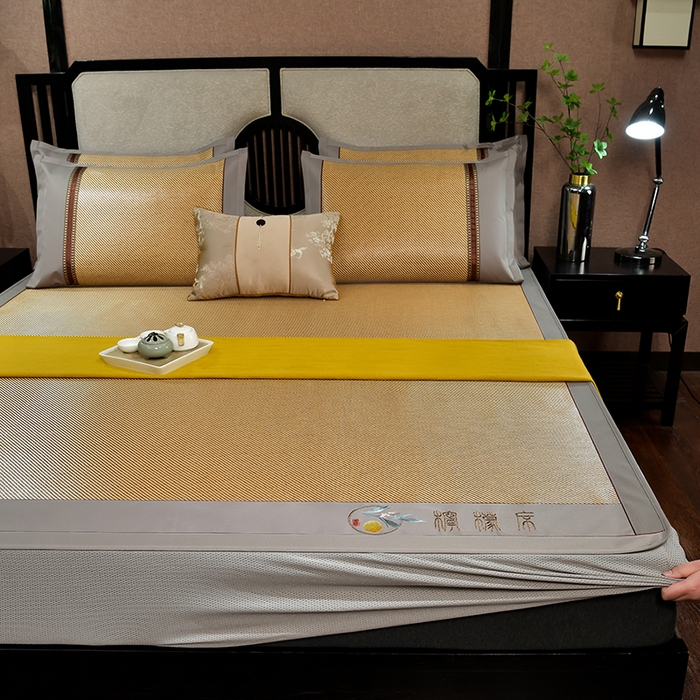 小牛席业 2026新款柠檬清香冰藤席（床笠款）凉席藤席冰藤席冰丝席竹席乳胶席豆豆席 柠檬清香席-床笠款-深咖