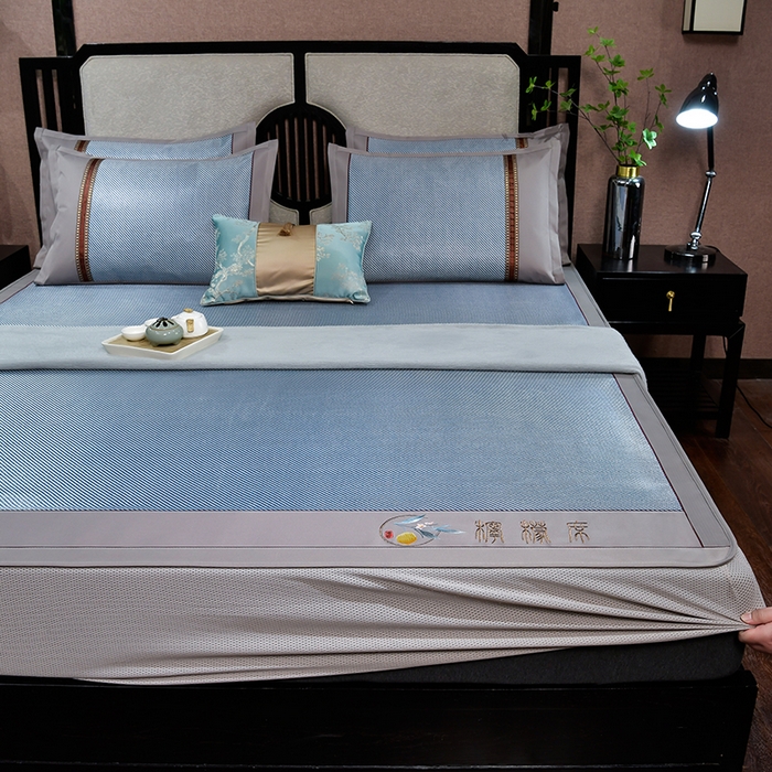 小牛席业 2026新款柠檬清香冰藤席（床笠款）凉席藤席冰藤席冰丝席竹席乳胶席豆豆席 柠檬清香席-床笠款-海蓝