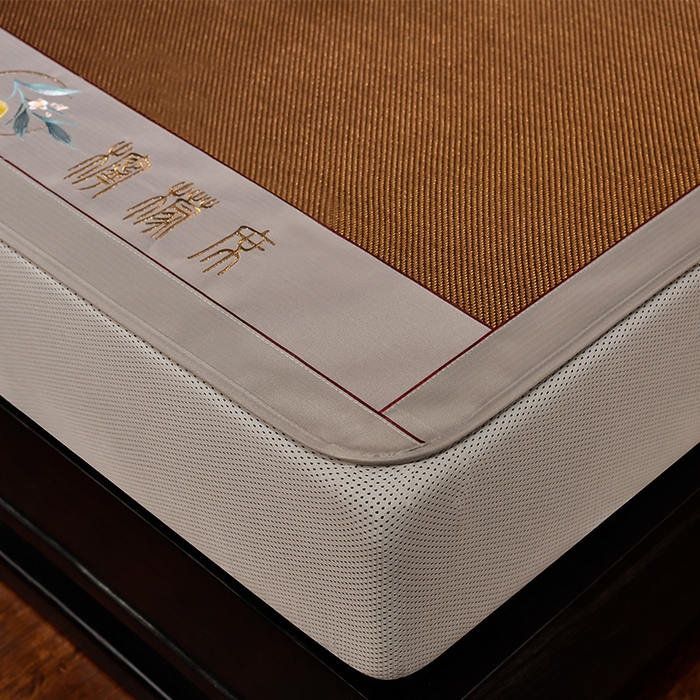 91家纺网 家纺一手货源 找家纺 小牛席业 2026新款柠檬清香冰藤席（床笠款）凉席藤席冰藤席冰丝席竹席乳胶席豆豆席 柠檬清香席-床笠款-黑咖