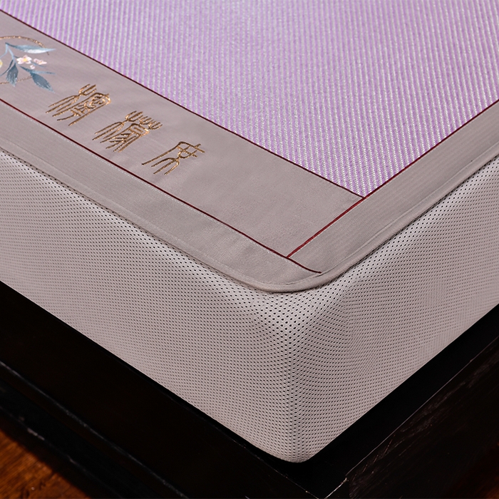 91家纺网 家纺一手货源 找家纺 小牛席业 2026新款柠檬清香冰藤席（床笠款）凉席藤席冰藤席冰丝席竹席乳胶席豆豆席 柠檬清香席-床笠款-浅紫