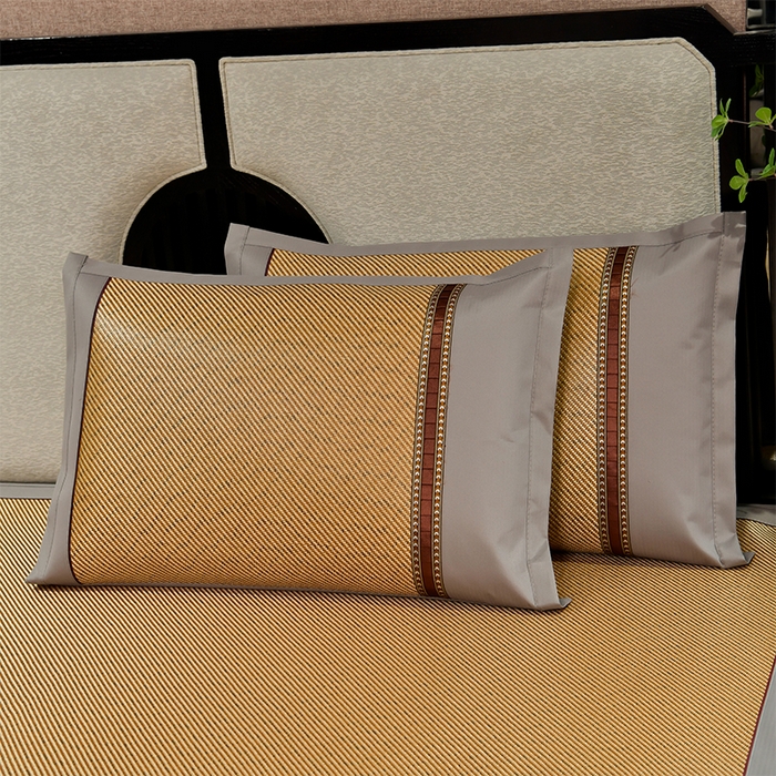 91家纺网 家纺一手货源 找家纺 小牛席业 2026新款柠檬清香冰藤席（床笠款）凉席藤席冰藤席冰丝席竹席乳胶席豆豆席 柠檬清香席-床笠款-深咖