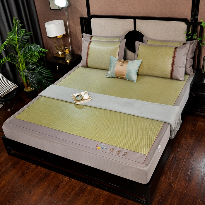 91家纺网 家纺一手货源 找家纺 小牛席业 2026新款柠檬清香冰藤席（床笠款）凉席藤席冰藤席冰丝席竹席乳胶席豆豆席 柠檬清香席-床笠款-青柠