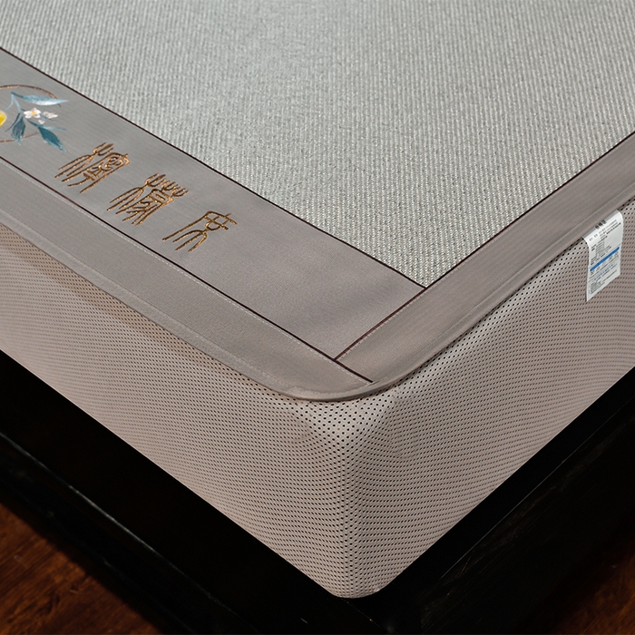 91家纺网 家纺一手货源 找家纺 小牛席业 2026新款柠檬清香冰藤席（床笠款）凉席藤席冰藤席冰丝席竹席乳胶席豆豆席 柠檬清香席-床笠款-银灰