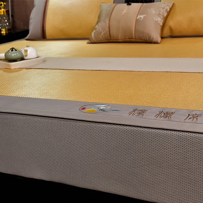 91家纺网 家纺一手货源 找家纺 小牛席业 2026新款柠檬清香冰藤席（床笠款）凉席藤席冰藤席冰丝席竹席乳胶席豆豆席 柠檬清香席-床笠款-浅咖