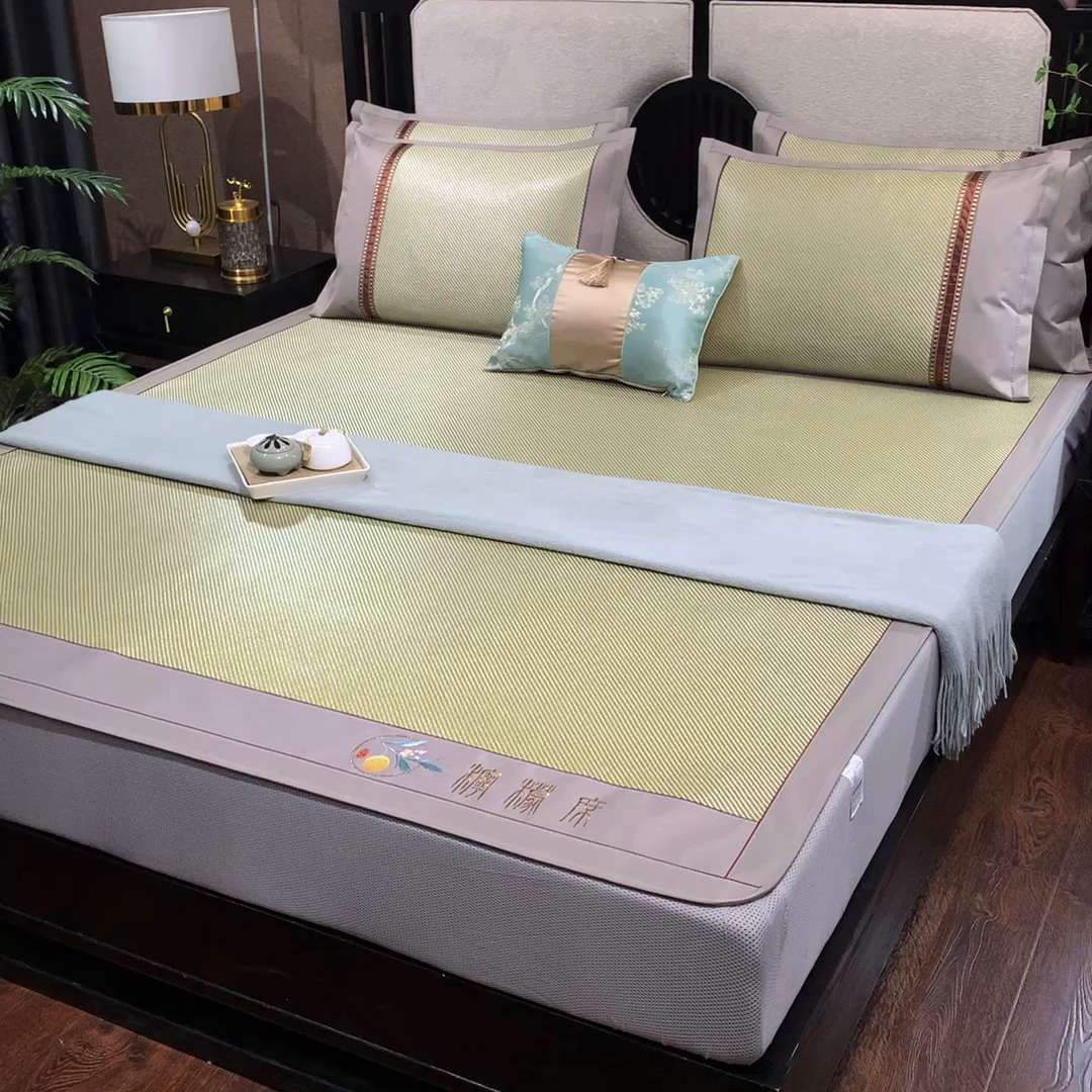 91家纺网 家纺一手货源 找家纺 小牛席业 2026新款柠檬清香冰藤席（床笠款）凉席藤席冰藤席冰丝席竹席乳胶席豆豆席 柠檬清香席-床笠款-青柠