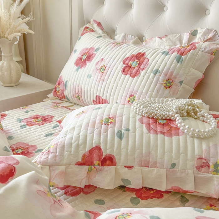 91家纺网 家纺一手货源 找家纺 （总）恋尚 2026新款全棉纯棉蕾丝印花床笠裙四件套