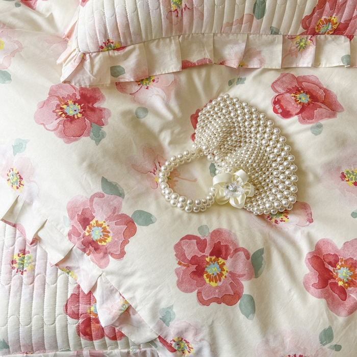 91家纺网 家纺一手货源 找家纺 （总）恋尚 2026新款全棉纯棉蕾丝印花床笠裙四件套