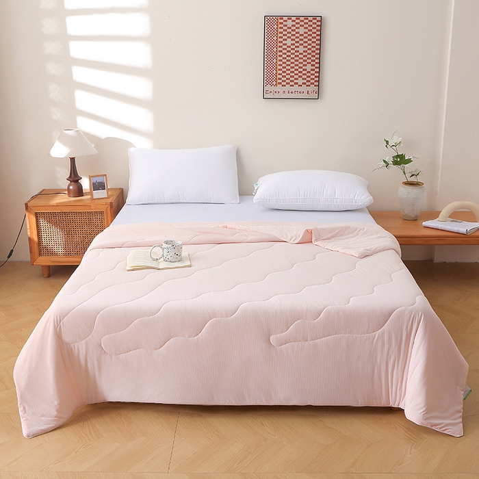 91家纺网 家纺一手货源 找家纺 天之悦家纺 2026热款针织提花夏被夏凉被空调被 玉色