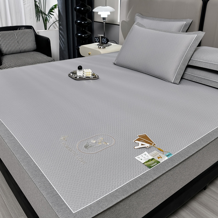 91家纺网 家纺一手货源 找家纺 小牛席业 2026新款轻奢风铃兰冷感豆豆席系列凉席藤席冰藤席冰丝席竹席乳胶席 灰色