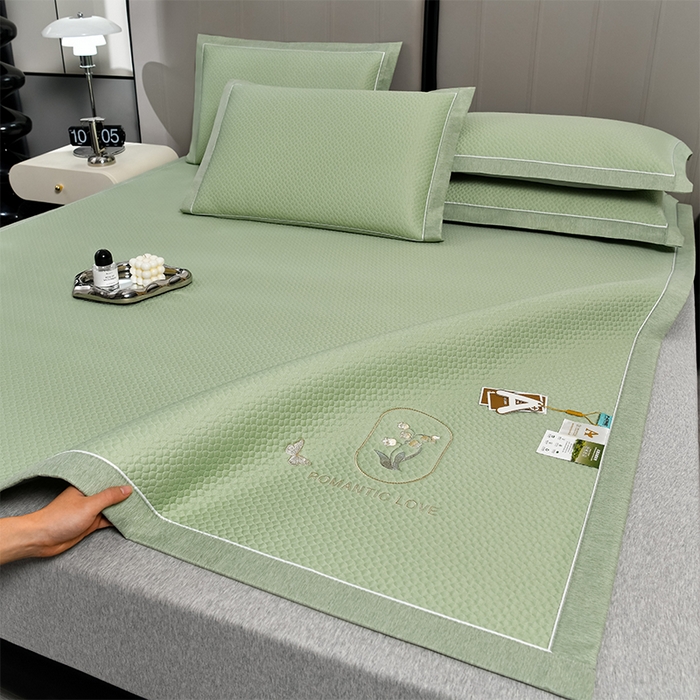 91家纺网 家纺一手货源 找家纺 小牛席业 2026新款轻奢风铃兰冷感豆豆席系列凉席藤席冰藤席冰丝席竹席乳胶席 绿色