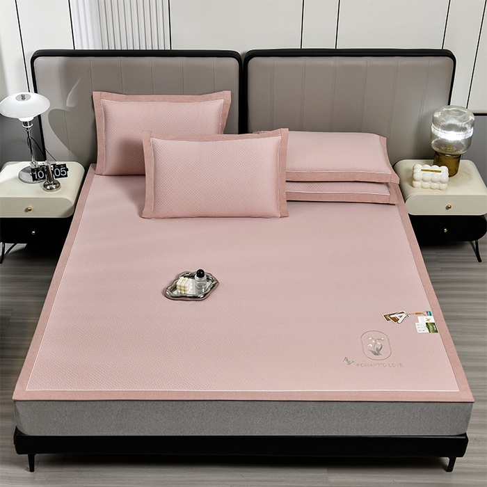 91家纺网 家纺一手货源 找家纺 小牛席业 2026新款轻奢风铃兰冷感豆豆席系列凉席藤席冰藤席冰丝席竹席乳胶席 粉色