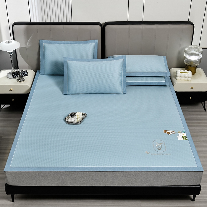 91家纺网 家纺一手货源 找家纺 小牛席业 2026新款轻奢风铃兰冷感豆豆席系列凉席藤席冰藤席冰丝席竹席乳胶席 蓝色