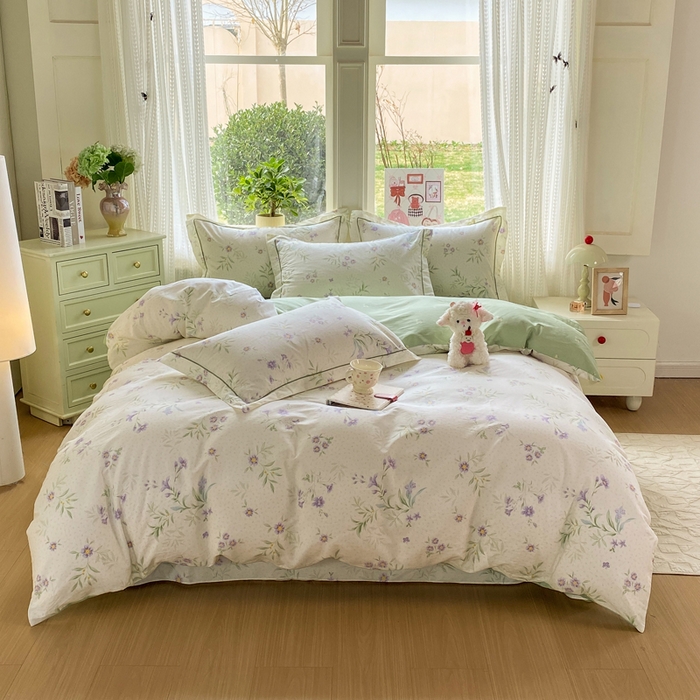 91家纺网 家纺一手货源 找家纺 凌鼎 2026新款多规格掉边全棉印花四件套 幽然花梦