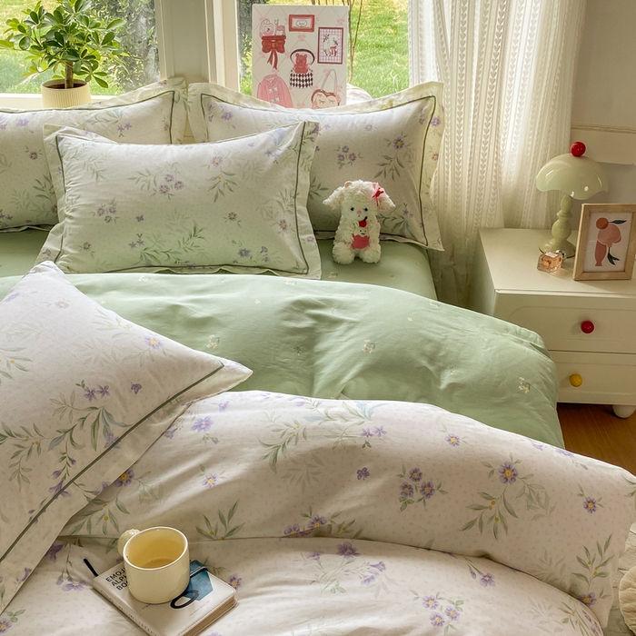 91家纺网 家纺一手货源 找家纺 凌鼎 2026新款多规格掉边全棉印花四件套 幽然花梦