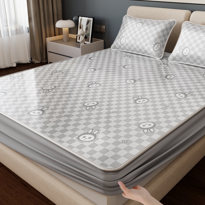 91家纺网 家纺一手货源 找家纺 （总）好福居 2026新款冰藤刺绣凉感席凉席-卡皮巴拉款-小熊款