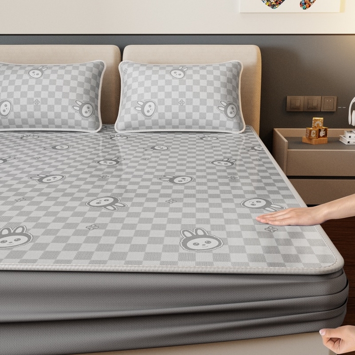 91家纺网 家纺一手货源 找家纺 （总）好福居 2026新款A类冰感抑菌印花冰丝席凉席-床笠款-床席款