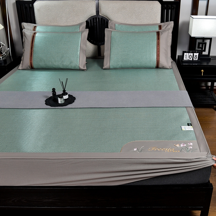 小牛席业 2026新款小苍兰冰藤席系列（床笠款）凉席藤席冰藤席冰丝席竹席乳胶席 小苍兰清香冰藤席-床笠款（绿色）